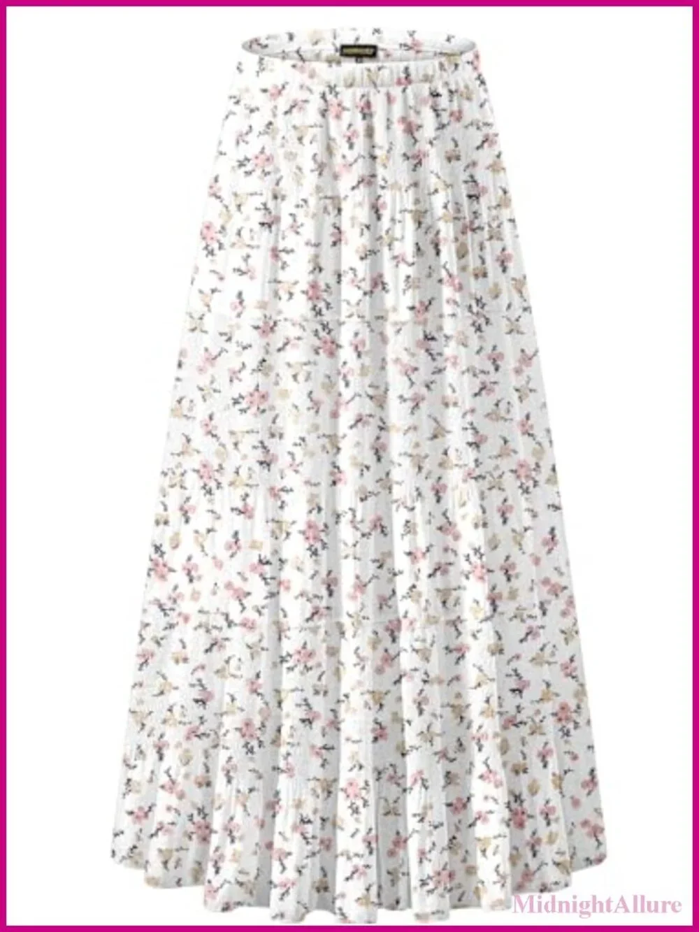 Chiffon Elastic High Waist Pleated A-Line Flared Maxi Skirt
